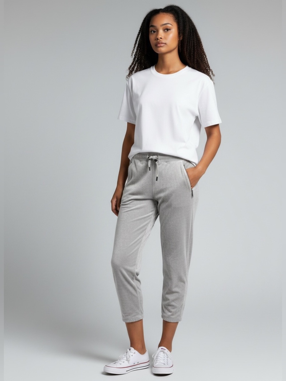 Juicy Couture black label casual grey cropped velour pull on sweat pant large